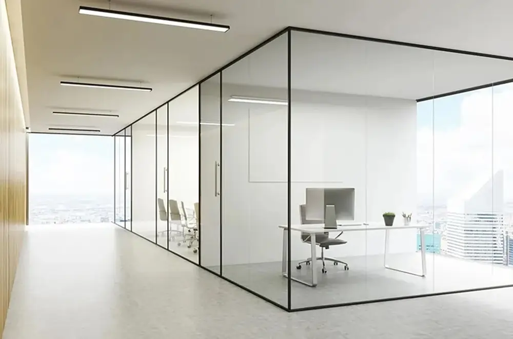 Black Channel Frame Profile Glass Partition Delhi