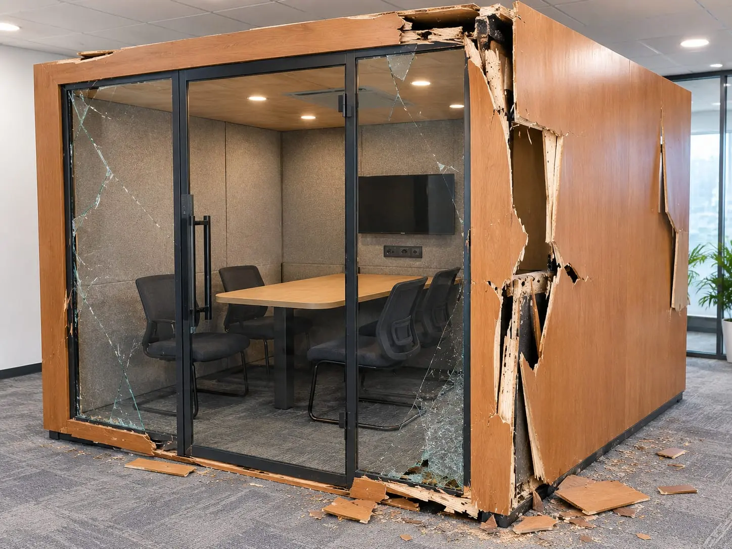  dameged meeting pods